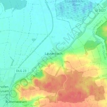 Lauterbach topographic map, elevation, terrain