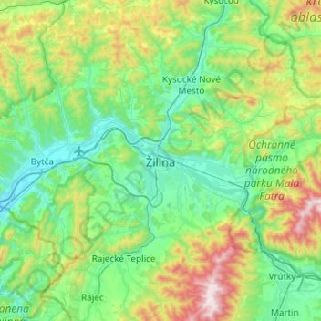 Žilina topographic map, elevation, terrain