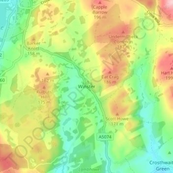 Winster topographic map, elevation, terrain