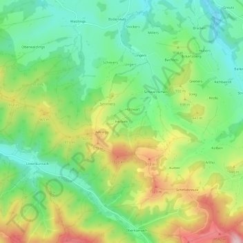 Heckels topographic map, elevation, terrain