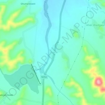 Pali topographic map, elevation, terrain