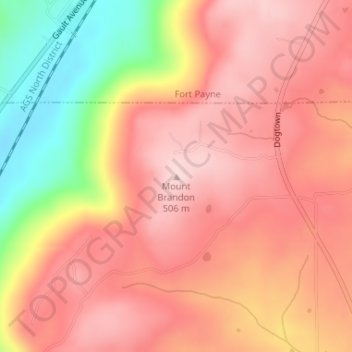Mount Brandon topographic map, elevation, terrain