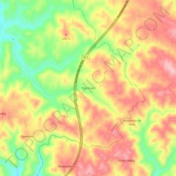 Escorvas topographic map, elevation, terrain