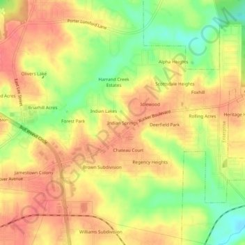 Indian Springs topographic map, elevation, terrain