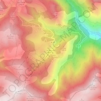 Les Buisses topographic map, elevation, terrain