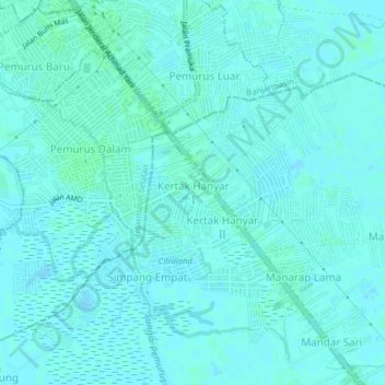 Kertak Hanyar I topographic map, elevation, terrain