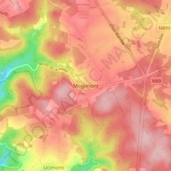Mogimont topographic map, elevation, terrain