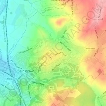 Whitehill topographic map, elevation, terrain