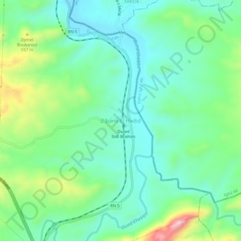 Bibane El Hadid topographic map, elevation, terrain