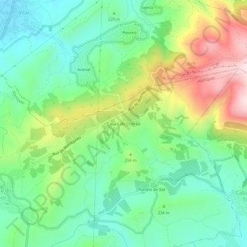 Casais do Chorão topographic map, elevation, terrain