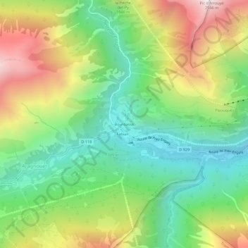 Bourdasse topographic map, elevation, terrain