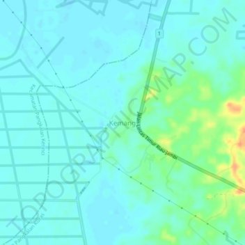 Kemang topographic map, elevation, terrain