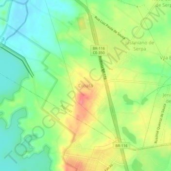 Croatá topographic map, elevation, terrain