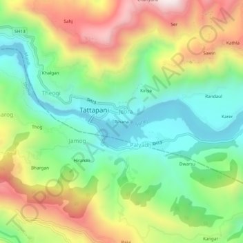 Rihana topographic map, elevation, terrain