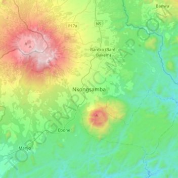 Nkongsamba topographic map, elevation, terrain