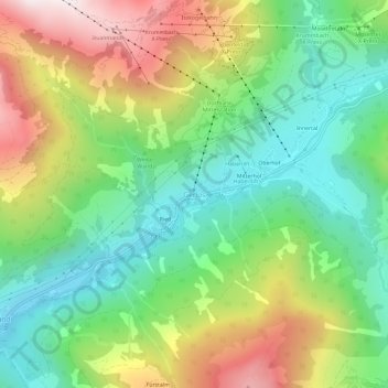 Gerlos topographic map, elevation, terrain