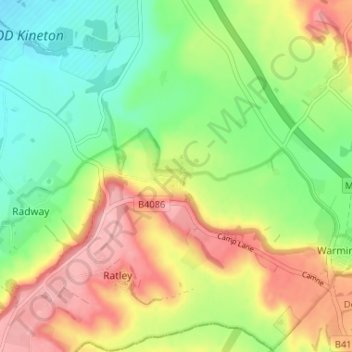 Arlescote topographic map, elevation, terrain