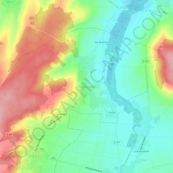 Champvallon topographic map, elevation, terrain