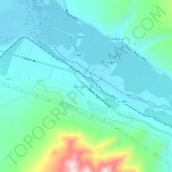 Huasco Bajo topographic map, elevation, terrain