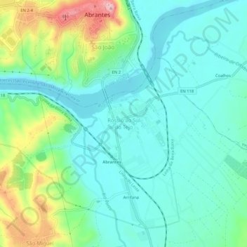 Rossio ao Sul do Tejo topographic map, elevation, terrain