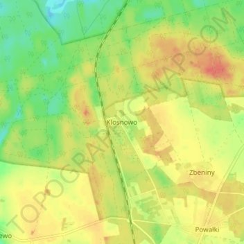 Klosnowo topographic map, elevation, terrain