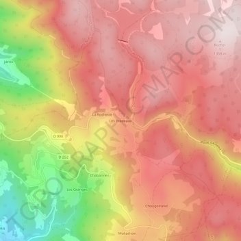 Les Pradeaux topographic map, elevation, terrain