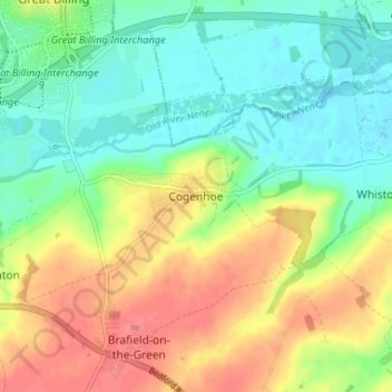 Cogenhoe topographic map, elevation, terrain