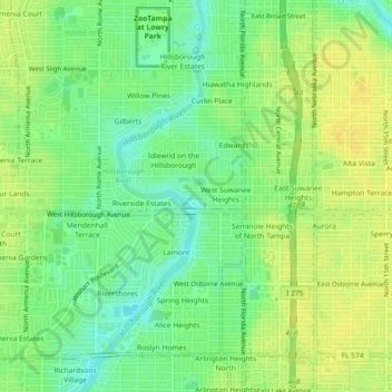 Rose topographic map, elevation, terrain