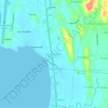 Pagdalagan topographic map, elevation, terrain