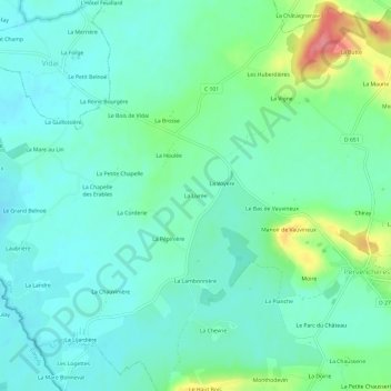La Livrée topographic map, elevation, terrain