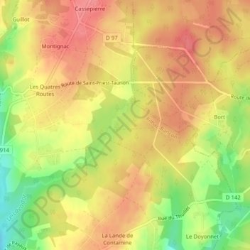 Grandes Landes topographic map, elevation, terrain