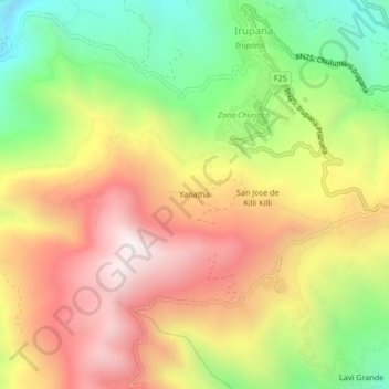 Yanatha topographic map, elevation, terrain