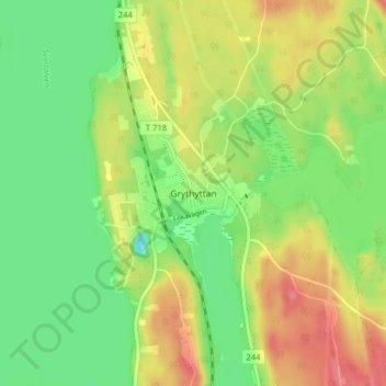 Grythyttan topographic map, elevation, terrain