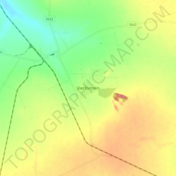 Vierfontein topographic map, elevation, terrain