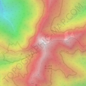 Yushan topographic map, elevation, terrain
