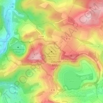 Vulkanfeld Westeifel topographic map, elevation, terrain