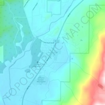 Packwood topographic map, elevation, terrain