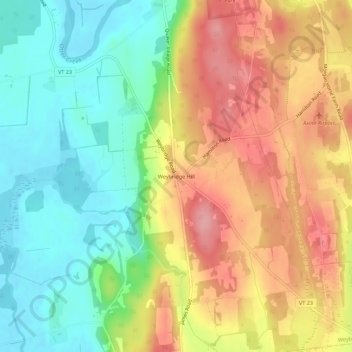 Weybridge Hill topographic map, elevation, terrain