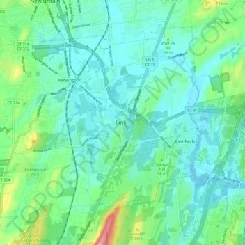 Berlin topographic map, elevation, terrain