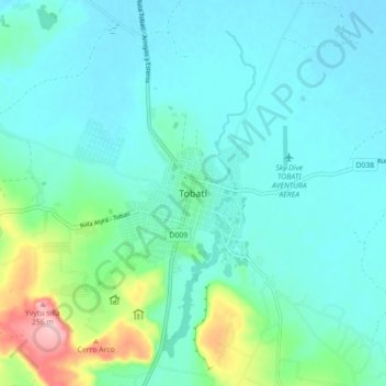 Tobatí topographic map, elevation, terrain