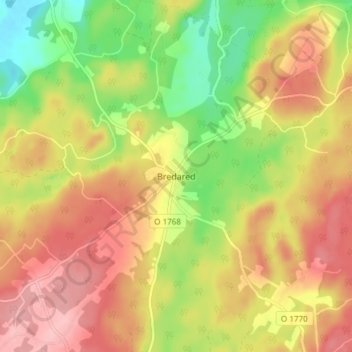 Bredared topographic map, elevation, terrain