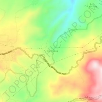 Sukamulia topographic map, elevation, terrain