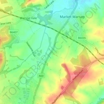 Spion Kop topographic map, elevation, terrain