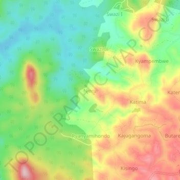 Njeru topographic map, elevation, terrain