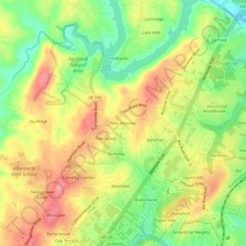 Four Seasons topographic map, elevation, terrain