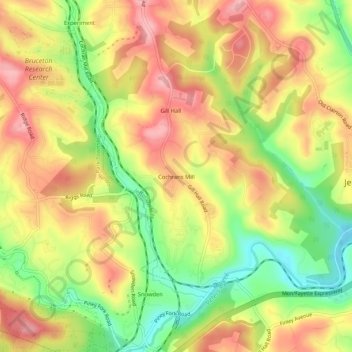 Cochrans Mill topographic map, elevation, terrain