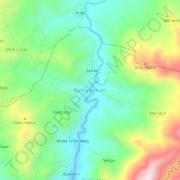 Buntu Batuan topographic map, elevation, terrain
