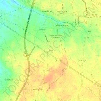 Leitões topographic map, elevation, terrain