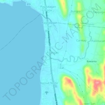 Paringao topographic map, elevation, terrain
