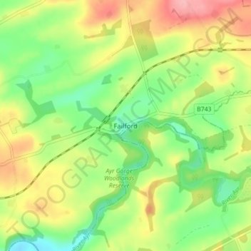 Failford topographic map, elevation, terrain